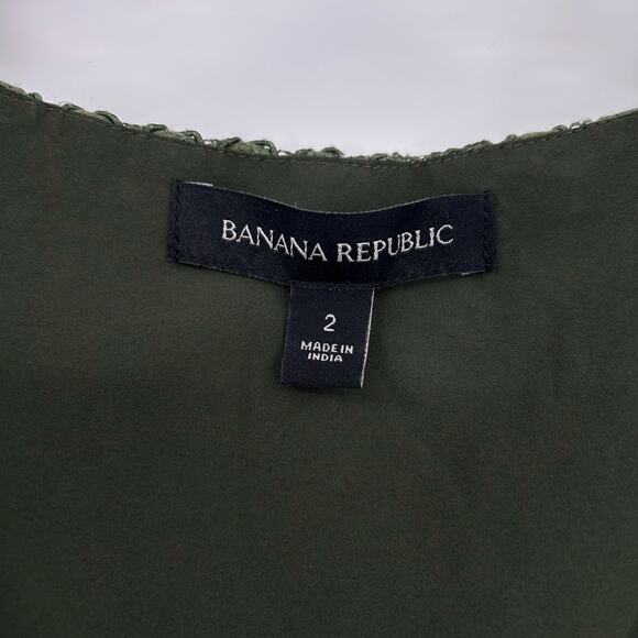 Banana Republic Lace Shift Dress Olive Green Crochet Fall Luxe Womens Size 2 - Picture 6 of 11